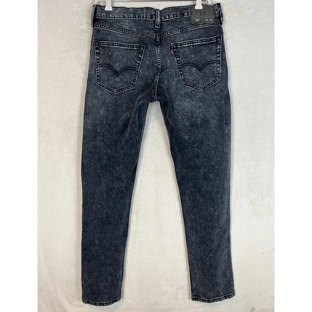 LEVI'S 511 Jean Men 34x32 Black Wash Slim Fit Supernova-Stretch Tapered Preppy